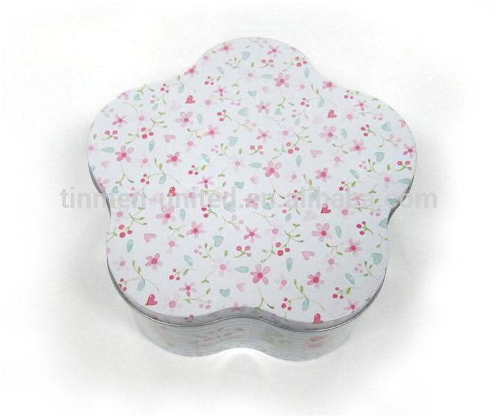 Irregular special cookie tin with flower structure