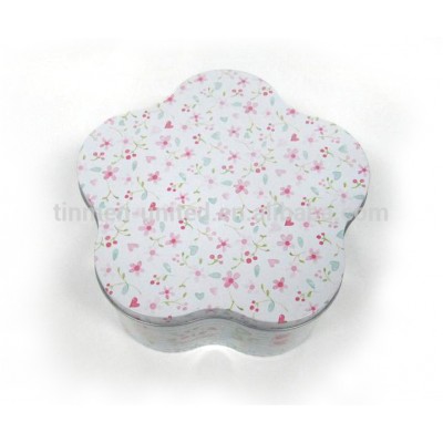 Irregular special cookie tin with flower structure