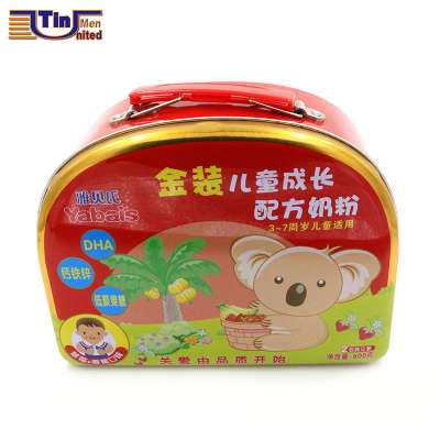 Cosmetic packaging lunch tin box with plastic handle